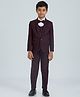 KIDS ISLAND Woven Full Sleeves Sequins Embellished 4 Piece Party Suit Set With Bow - Wine
