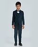 KIDS ISLAND Woven Full Sleeves Solid 4 Piece Party Suit Set With Bow - Teal Blue