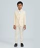 KIDS ISLAND Woven Full Sleeves Solid 4 Piece Party Suit Set With Bow - Cream