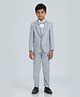 KIDS ISLAND Woven Full Sleeves Solid 4 Piece Party Suit Set With Bow - Grey