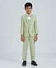 KIDS ISLAND Woven Full Sleeves Solid 4 Piece Party Suit Set With Bow - Pista Green