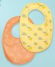 Kidbea Organic Cotton Baby Bib, Adjustable Snap Closure Soft Absorbent Feeding Bibs Apron for Newborns Child With Cute Prints | Reusable Baby Essential - Light Orange & Lemon/Light Yellow (Pack of 2)