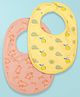 Kidbea Organic Cotton Baby Bib, Adjustable Snap Closure Soft Absorbent Feeding Bibs Apron for Newborns Child With Cute Prints | Reusable Baby Essential - Baby Pink & Lemon/Light Yellow (Pack of 2)