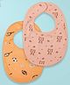 Kidbea Organic Cotton Baby Bib, Adjustable Snap Closure Soft Absorbent Feeding Bibs Apron for Newborns Child With Cute Prints | Reusable Baby Essential - Peach & Dark Orange (Pack of 2)