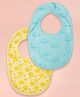 Kidbea Organic Cotton Baby Bib, Adjustable Snap Closure Soft Absorbent Feeding Bibs Apron for Newborns Child With Cute Prints | Reusable Baby Essential - Blue & Mustard (Pack of 2)