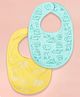 Kidbea Organic Cotton Baby Bib, Adjustable Snap Closure Soft Absorbent Feeding Bibs Apron for Newborns Child With Cute Prints | Reusable Baby Essential - Light/Sky Blue & Yellow (Pack of 2)