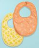 Kidbea Organic Cotton Baby Bib, Adjustable Snap Closure Soft Absorbent Feeding Bibs Apron for Newborns Child With Cute Prints | Reusable Baby Essential - Orange & Mustard (Pack of 2)