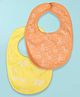 Kidbea Organic Cotton Baby Bib, Adjustable Snap Closure Soft Absorbent Feeding Bibs Apron for Newborns Child With Cute Prints | Reusable Baby Essential - Dark Yellow & Orange (Pack of 2)