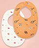 Kidbea Organic Cotton Baby Bib, Adjustable Snap Closure Soft Absorbent Feeding Bibs Apron for Newborns Child With Cute Prints | Reusable Baby Essential - Dark Orange & White (Pack of 2)