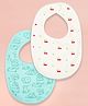 Kidbea Organic Cotton Baby Bib, Adjustable Snap Closure Soft Absorbent Feeding Bibs Apron for Newborns Child With Cute Prints | Reusable Baby Essential - White & Light/Sky Blue (Pack of 2)