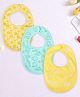 Kidbea Organic Cotton Baby Bib, Adjustable Snap Closure Soft Absorbent Feeding Bibs Apron for Newborns Child With Cute Prints | Reusable Baby Essential - Yello , Mustard & Light/Sky Blue (Pack of 3)