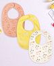 Kidbea Organic Cotton Baby Bib, Adjustable Snap Closure Soft Absorbent Feeding Bibs Apron for Newborns Child With Cute Prints | Reusable Baby Essential - Light Pink, Yellow & Baby Pink (Pack of 3)