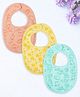 Kidbea Organic Cotton, Adjustable Snap Closure Soft Absorbent Feeding Bibs Apron for Newborns Child With Cute Prints | Reusable Baby Essential - Baby Pink, Mustard & Light/Sky Blue (Pack of 3)