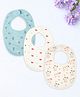 Kidbea Organic Cotton, Adjustable Snap Closure Soft Absorbent Feeding Bibs Apron for Newborns Child With Cute Prints | Reusable Baby Essential - Light/Sky Blue, Light Pink & White (Pack of 3)
