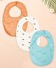 Kidbea Organic Cotton Baby Bib, Adjustable Snap Closure Soft Absorbent Feeding Bibs Apron for Newborns Child With Cute Prints | Reusable Baby Essential - Orange, White & Aqua Blue (Pack of 3)