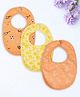 Kidbea Organic Cotton, Adjustable Snap Closure Soft Absorbent Feeding Bibs Apron for Newborns Child With Cute Prints | Reusable Baby Essential - Mustard, Dark Orange & Dark Orange (Pack of 3)