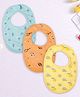 Kidbea Organic Cotton, Adjustable Snap Closure Soft Absorbent Feeding Bibs Apron for Newborns With Cute Prints | Reusable Baby Essential - Light Orange, Lemon/Light Yellow & Light/Sky Blue (Pack of 3)