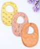 Kidbea Organic Cotton, Adjustable Snap Closure Soft Absorbent Feeding Bibs Apron for Newborns Child With Cute Prints | Reusable Baby Essential - Lemon/Light Yellow, Peach & Orange (Pack of 3)