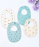 Kidbea Organic Cotton, Adjustable Snap Closure Soft Absorbent Feeding Bibs Apron for Newborns With Cute Prints | Reusable Baby Essential - White, Light/Sky Blue, Light Pink & Aqua Blue (Pack of 4)