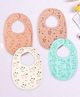 Kidbea Organic Cotton, Adjustable Snap Closure Soft Absorbent Feeding Bibs Apron for Newborns With Cute Prints | Reusable Baby Essential - Peach, Baby Pink, Light Pink & Light/Sky Blue (Pack of 4)