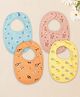 Kidbea Organic Cotton, Adjustable Snap Closure Soft Absorbent Feeding Bibs Apron for Newborns With Cute Prints|Reusable Baby Essential-Light/Sky Blue, Peach,Dark Orange & Lemon/Light Yellow(Pack of 4)