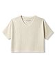 Arias Dobby Knit Half Sleeves Drop Shoulder Striped Top - OffWhite