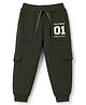 Doodle poodle 100% Cotton Knit Full Length Text Printed Lounge Pant With Cargo Pockets- Dark Green