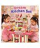 Elecart Kids Kitchen Playset with Realistic Steam & Lights | 39 PCS Pretend Play Cooking Set with Sink, Stove, Oven, Fridge & Accessories | Mini Kitchen Toy Set for Girls (Pink)