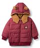 Babyoye Woven Full Sleeves Hooded Padded Jacket with Bear Applique -  Maroon