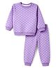 Babyhug Cotton Knit Full Sleeves Winter Wear Co-ords With Polka Dot Design - Lavender