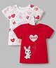 Doodle Poodle 100% Cotton Single Jersey Knit Half Sleeves  T-Shirts with Bunny Print Pack of 2 - Red & White