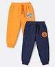 Doodle Poodle 100% Cotton Single Jersey Knit Full Length Text Printed Lounge Pants Pack of 2- Navy & Orange