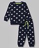 Babyhug Cotton Knit Full Sleeves Winter Wear Co-ords With Star Design - Navy Blue