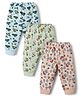 Cucumber Sinker Knit Full Length Car & Animals Printed Lounge Pack of 3 - Blue Light Green & Pink