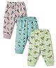 Cucumber Sinker Knit Full Length Space & Panda Printed Lounge Pack of 3 -Blue & Pink & Light Green