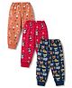 CUCUMBER Cotton Knit Full Length Car Animals & Birds Printed Lounge Pant - Navy  Red & Pink