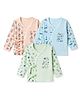 CUCUMBER Sinker Knit Full Sleeves Jhablas with Space & Bear Print Pack of 3 - Light Peach Light Green & Light Blue