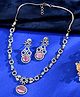 VALLEY OF JEWELLERY - Silver Plated Designer Oval Stone AD Necklace Set - Baby Pink