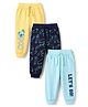 Doodle Poodle 100% Cotton Full Length Jogger Fit Lounge Pant with Cap Print Pack of 3 in Yellow Blue