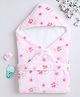 Momspet Supersoft Hooded Sleeping Bag Cum Wrapper with Cute Print-Pink
