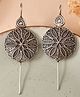 VALLEY OF JEWELLERY Silver Toned Floral Design Oxidized Ear Cuff Earrings - Silver