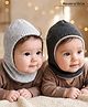 Babyhug Knit Solid Reversible Monkey Cap Light & Dark Grey - Diameter 10 cm