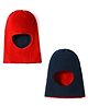 Babyhug Knit Solid Reversible Monkey Cap Red & Navy Blue - Diameter 15.5 cm