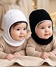 Babyhug Knit Solid Reversible Monkey Cap Black & White - Diameter 11 cm