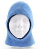 Babyhug Knit Solid Reversible Monkey Cap Blue - Diameter 11 cm