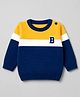 Babyhug Knit Full Sleeves Striped Pullover Sweater With Patch - Yellow