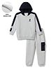 Primo Gino Cotton Knit Full Sleeves Hooded Winter Wear Suit With Text Print - Grey