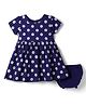 Babyhug Single Jersey Knit Half Sleeves Floral Printed Frock With Bloomer - Navy Blue