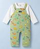 WOW Clothes Knitted Full Sleeves Dungarees Sets With Animal Print - Green