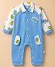 WOW Clothes Knitted Full Sleeves Rompers With Dino Print & Applique - Blue